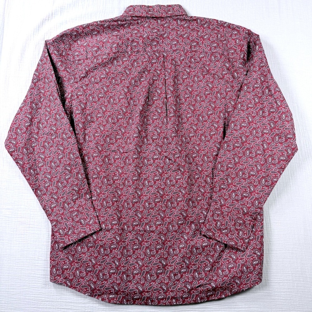 Wrangler George Strait Mens Shirt Large Burgundy Paisley L/S Relaxed Stretch - Picture 3 of 6